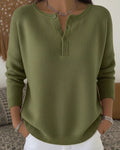 Women's Ribbed Henley Button Drop-Shoulder Knitted Jumper — view 1
