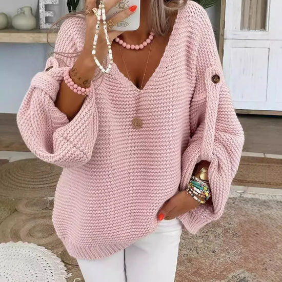 Solveig | Lantern Sleeve Chunky Knit Jumper — view 1