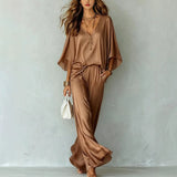 Elaris | Women's Draped V-Neck Wide-Leg Trouser Co-Ord Set — view 1