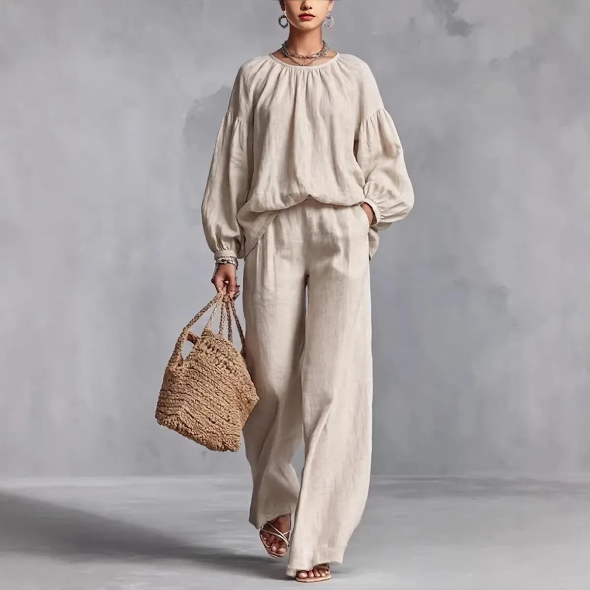 Soraya | Women's Relaxed Wide-Leg Trouser Co-Ord Set — view 2
