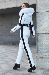 Sigrid | Women's Insulated Hooded Ski Suit with Belt & Removable Collar — view 6