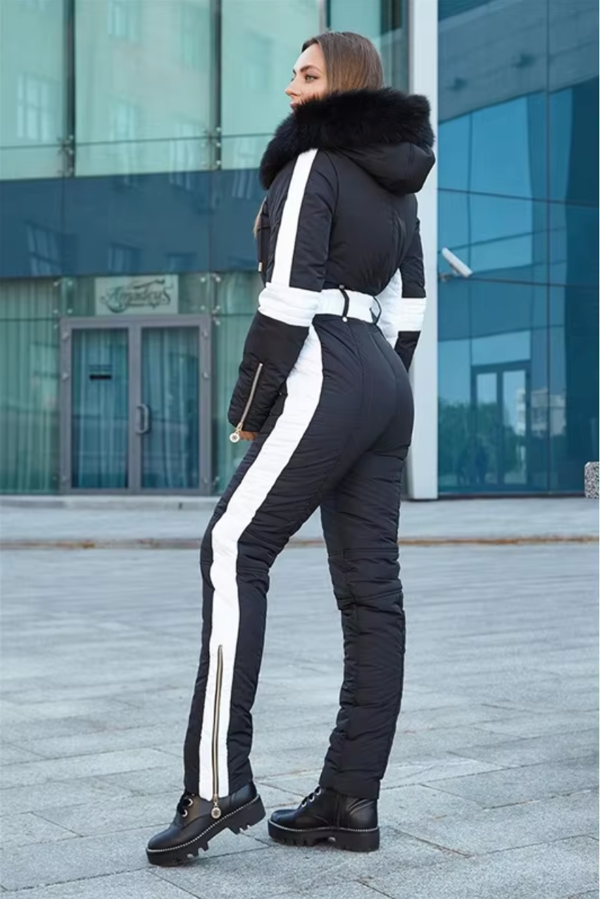 Sigrid | Women's Insulated Hooded Ski Suit with Belt & Removable Collar — view 3