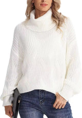 Women's Chunky Cable-Knit Oversized Turtleneck Jumper — view 10