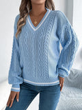 Phoebe | Women's Cable-Knit V-Neck Relaxed Jumper — view 1