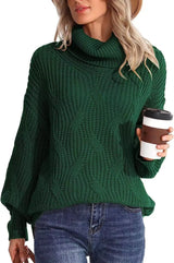 Women's Chunky Cable-Knit Oversized Turtleneck Jumper — view 11