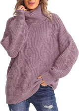Women's Chunky Cable-Knit Oversized Turtleneck Jumper — view 4