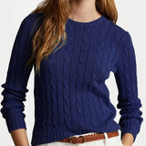 Women's Pure Cotton Cable-Knit Crew-Neck Jumper — view 1