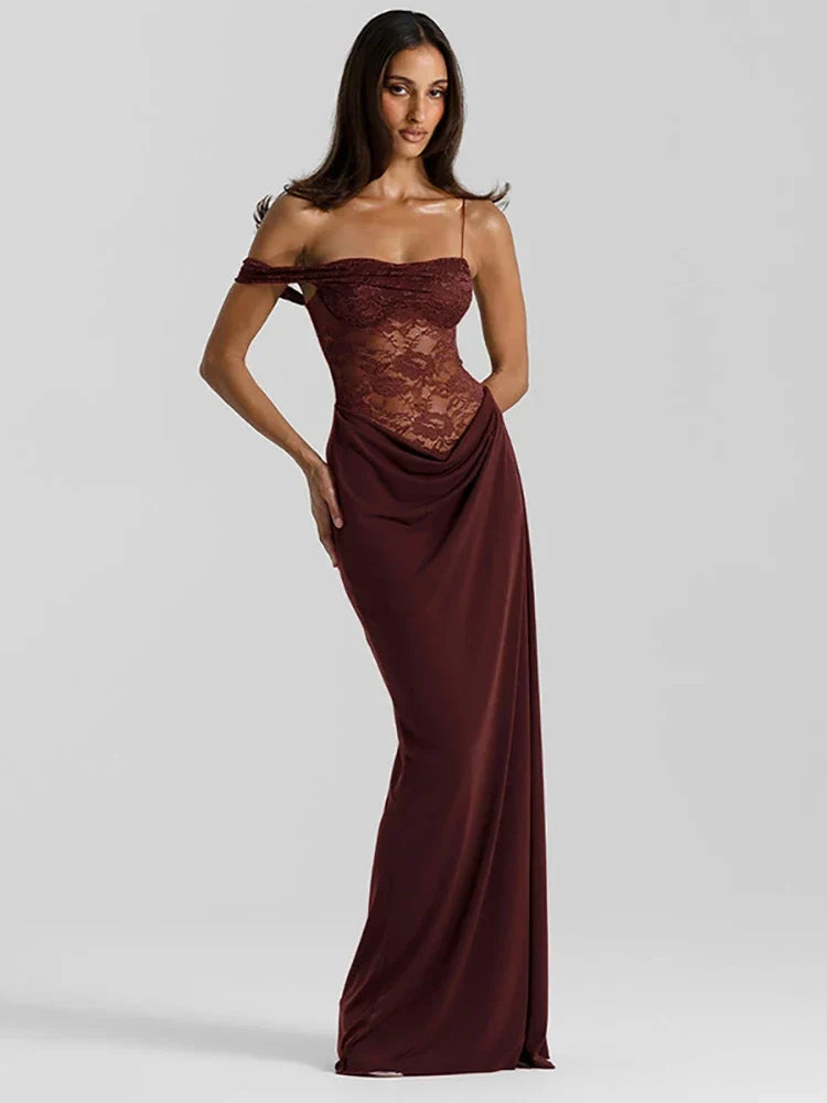 Women's Off-Shoulder Lace Maxi Evening Dress — view 1