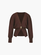 Women's Fitted Knit Cardigan with Statement Button — view 2