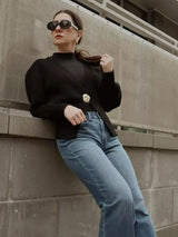 Women's Fitted Knit Cardigan with Statement Button — view 7