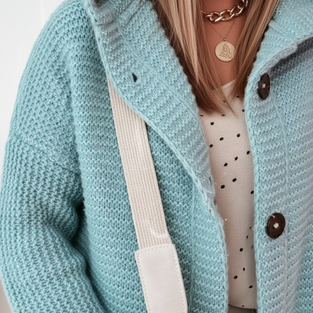Rowena | Long Hooded Merino Wool Cardigan — view 3