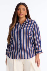 Women's Striped Shirt — Button Down | Yvezi — 15