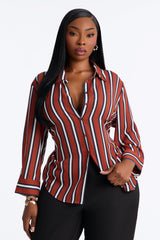 Women's Striped Shirt — Button Down | Yvezi — 22