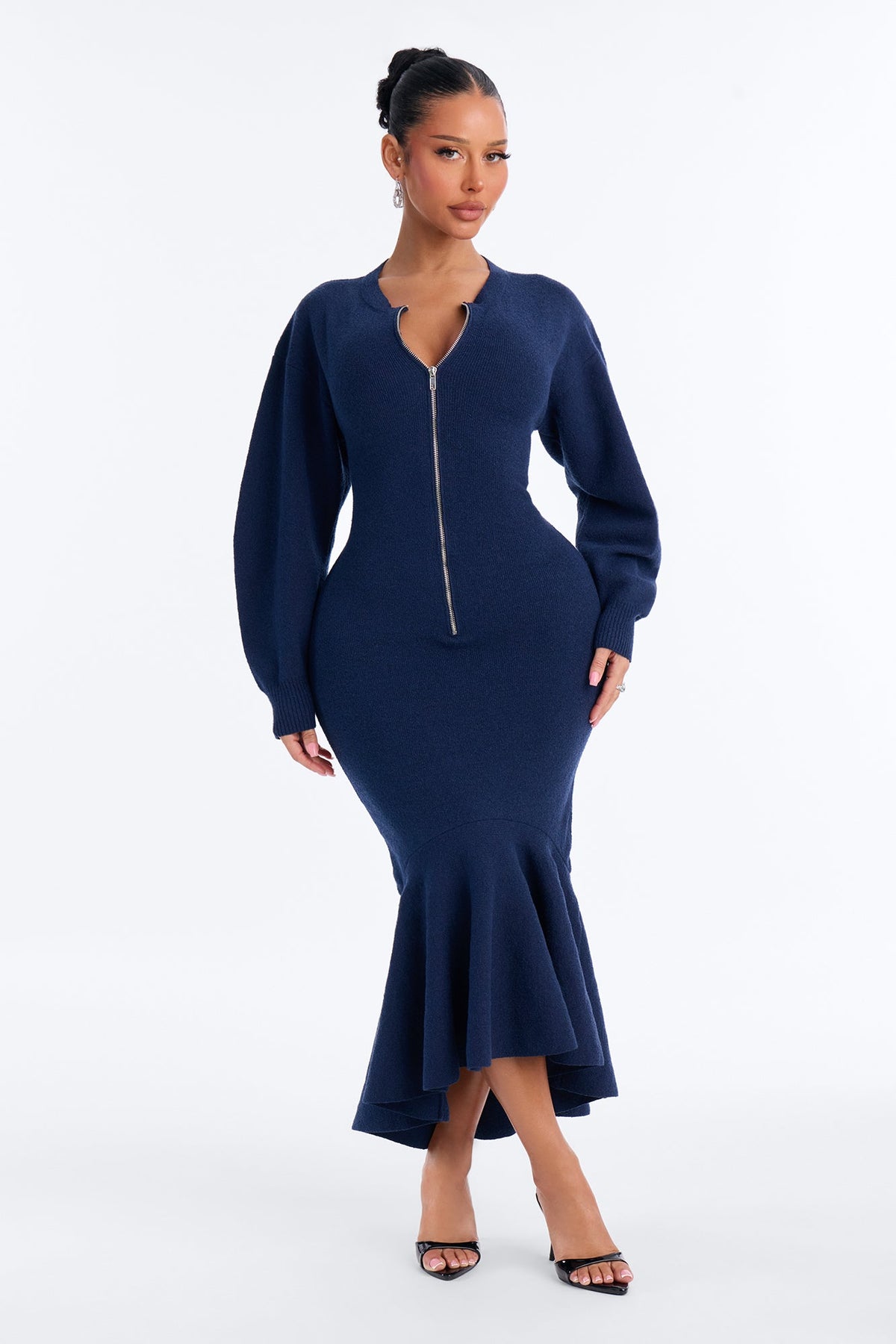 Women's Midi Dress — Long Sleeve | Yvezi — 1
