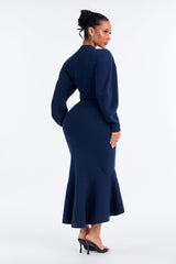 Women's Midi Dress — Long Sleeve | Yvezi — 4