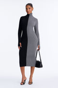 Women's Viscose Midi Dress — Long Sleeve, Ribbed | Yvezi — 1