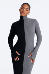 Women's Viscose Midi Dress — Long Sleeve, Ribbed | Yvezi — 2