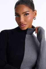 Women's Viscose Midi Dress — Long Sleeve, Ribbed | Yvezi — 3