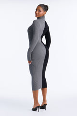 Women's Viscose Midi Dress — Long Sleeve, Ribbed | Yvezi — 4