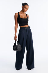 Women's Belted Wide Leg Pants | Yvezi — 33