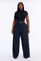 Women's Belted Wide Leg Pants | Yvezi — 37