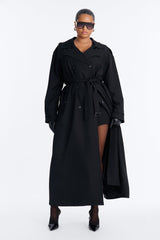 Women's Belted Coat — Double Breasted, Long Sleeve | Yvezi — 5