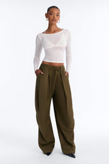 Women's Pleated Wide Leg Pants | Yvezi — 24