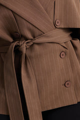 Women's Pinstripe Belted Jacket | Yvezi — 8