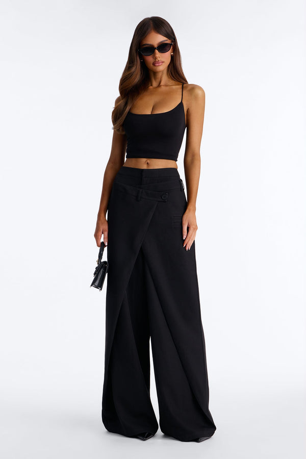 Women's Wide Leg Pants — Button Front | Yvezi — 1