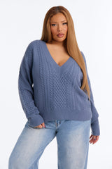 Women's Cable Knit Sweater — Long Sleeve, Ribbed | Yvezi — 5