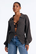 Women's Cardigan — Long Sleeve, V Neck | Yvezi — 1