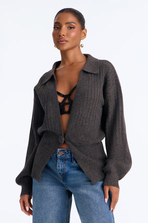 Women's Cardigan — Long Sleeve, V Neck | Yvezi — 1