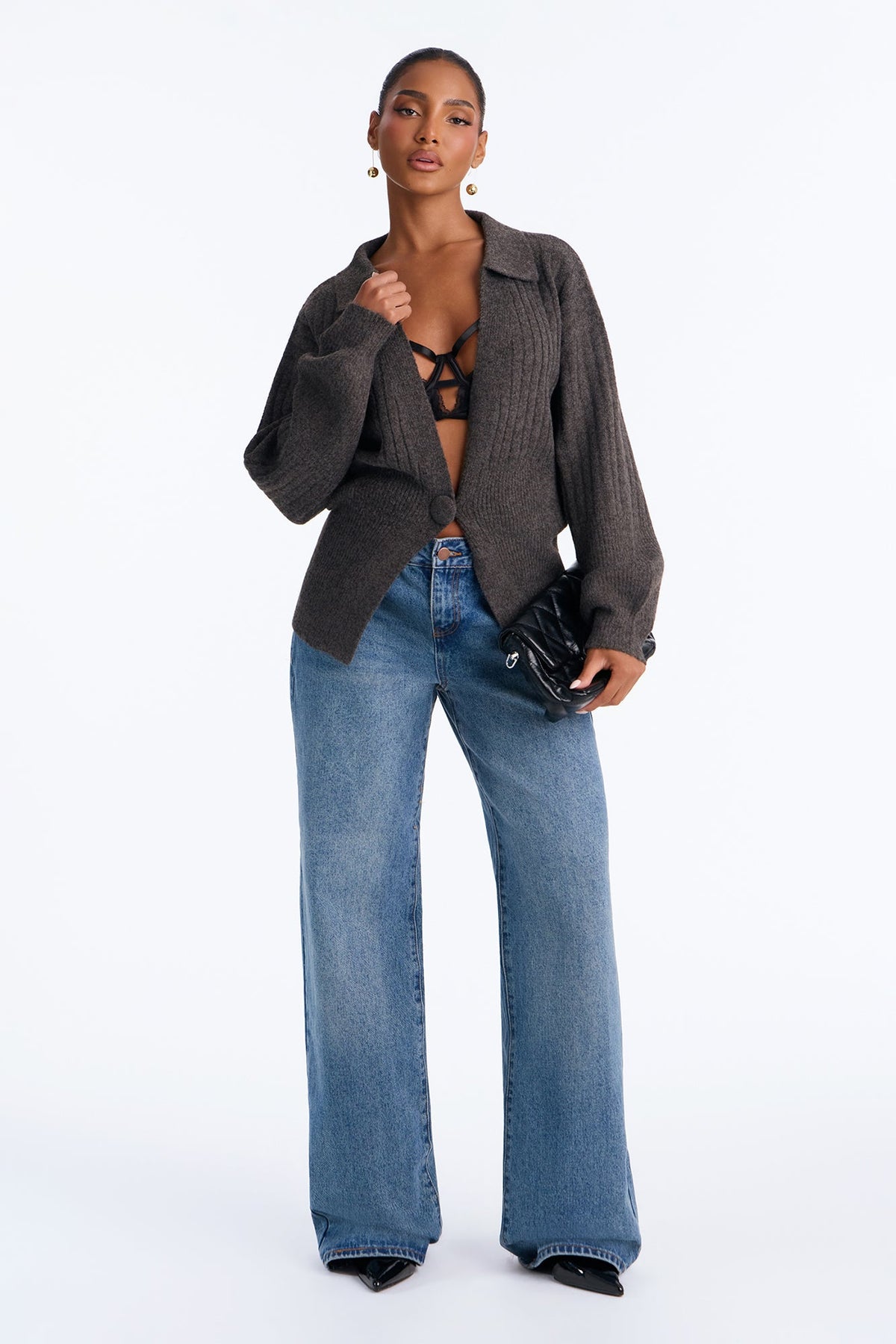 Women's Cardigan — Long Sleeve, V Neck | Yvezi — 2