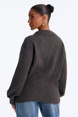 Women's Cardigan — Long Sleeve, V Neck | Yvezi — 4