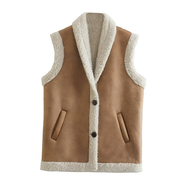 Seraphina | Faux Fur Button Vest — view 1