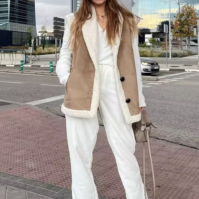Seraphina | Faux Fur Button Vest — view 3