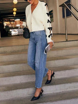 Cecily | Women's Knit Cardigan with Bow Sleeve Detail — view 4