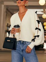 Cecily | Women's Knit Cardigan with Bow Sleeve Detail — view 1
