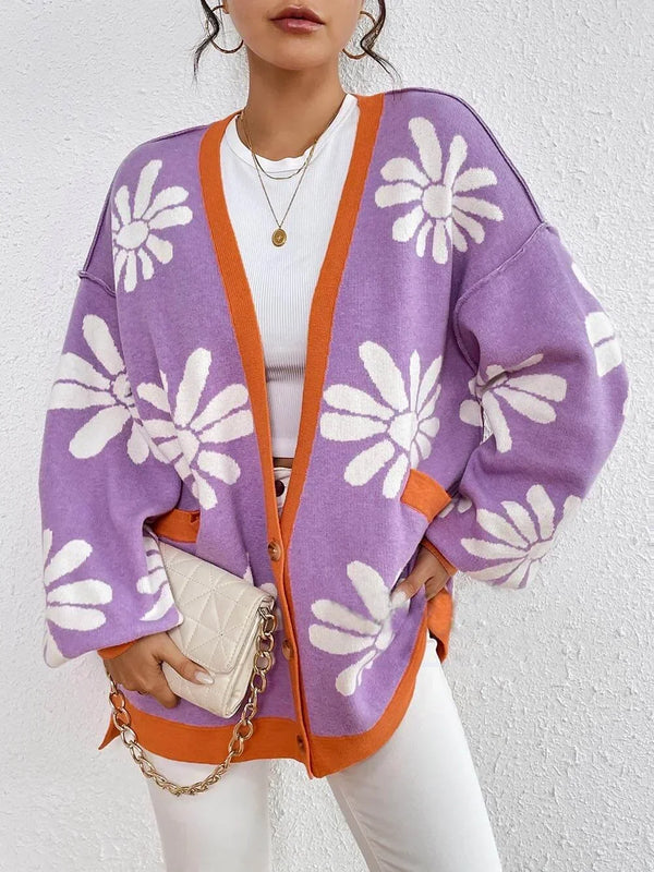 Roselune | Women's Oversized Floral Knit Cardigan — view 1