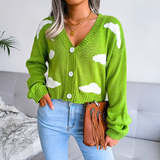 Isabeau | Women's Cropped Cloud Knit V-Neck Cardigan — view 10