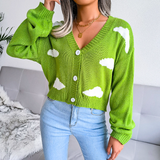 Isabeau | Women's Cropped Cloud Knit V-Neck Cardigan — view 11