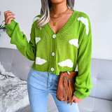 Isabeau | Women's Cropped Cloud Knit V-Neck Cardigan — view 12