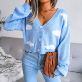 Isabeau | Women's Cropped Cloud Knit V-Neck Cardigan — view 2