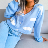 Isabeau | Women's Cropped Cloud Knit V-Neck Cardigan — view 3