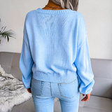 Isabeau | Women's Cropped Cloud Knit V-Neck Cardigan — view 4