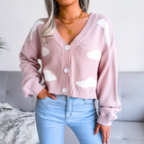 Isabeau | Women's Cropped Cloud Knit V-Neck Cardigan — view 5