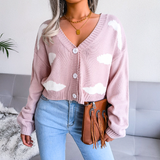 Isabeau | Women's Cropped Cloud Knit V-Neck Cardigan — view 6