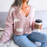 Isabeau | Women's Cropped Cloud Knit V-Neck Cardigan — view 7