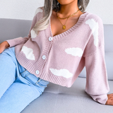 Isabeau | Women's Cropped Cloud Knit V-Neck Cardigan — view 8