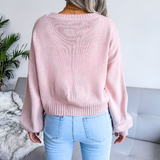 Isabeau | Women's Cropped Cloud Knit V-Neck Cardigan — view 9